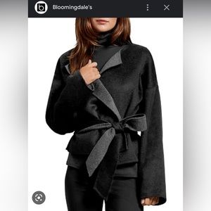 Michael Stars reversible belted jacket in black/gray.